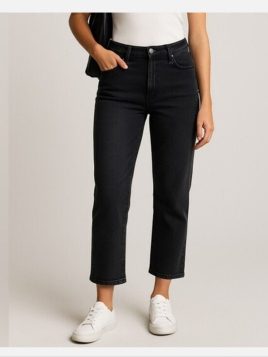 Hudson Jeans Denim - HUDSON Noa High-Rise Straight Crop (Black Denim, Val, Size 28)